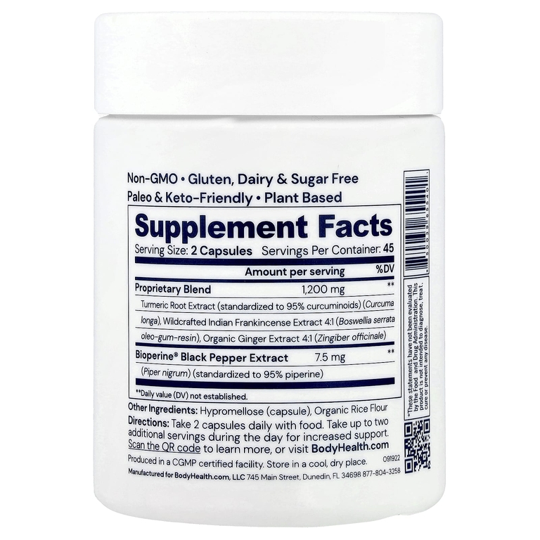 BodyHealth, Relief ™, куркума, имбирь и босвеллия, 90 капсул