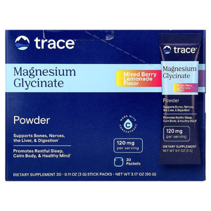 Trace, глицинат магния в порошке, со вкусом ягодного лимонада, 30 пакетиков по 3 г (0,11 унции)