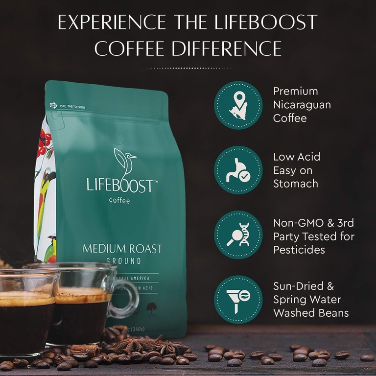 Lifeboost, Кофе Grata ™, молотый, средней обжарки, 340 г (12 унций)
