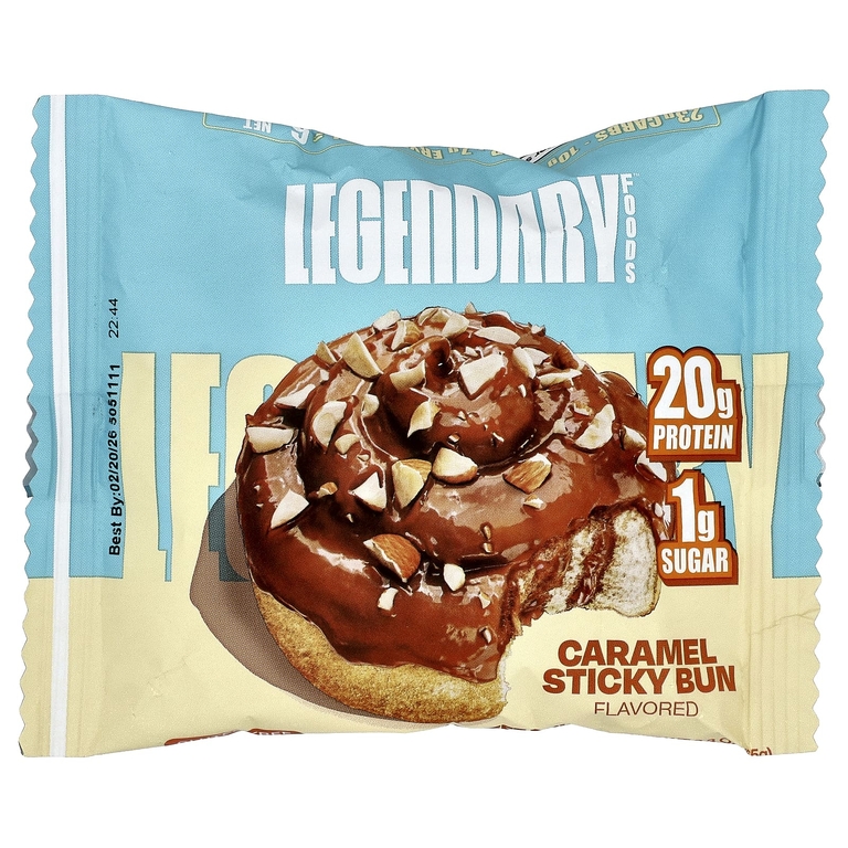 Legendary Foods, протеиновая булочка, липкая булочка с карамелью, 8 шт. по 65 г (2,3 унции)