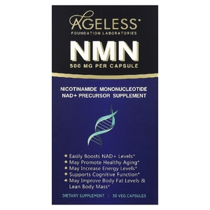 Ageless Foundation Laboratories, NMN, 500 мг, 30 растительных капсул
