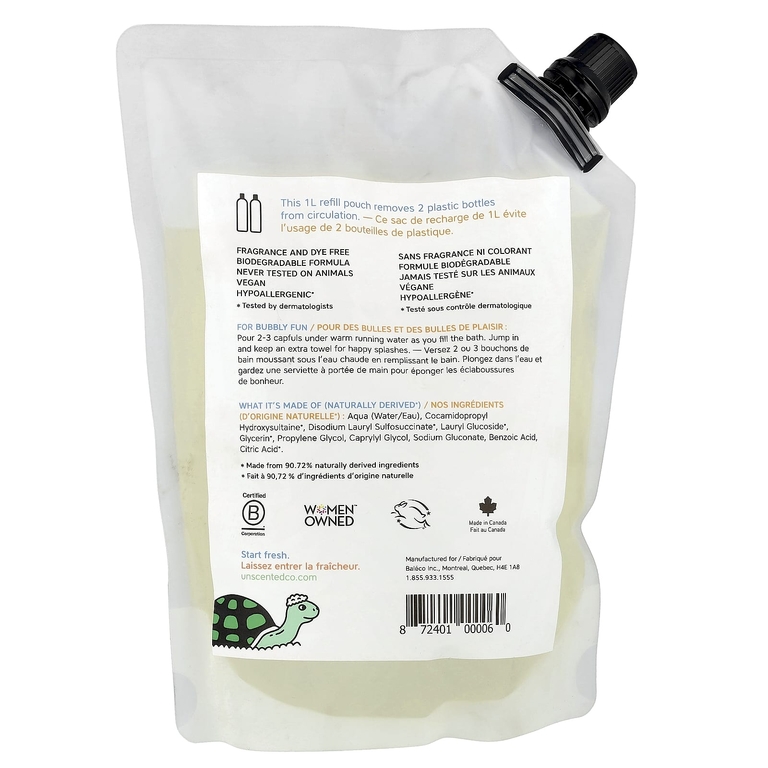 The Unscented Company, Kids, Big Bubble Bath, Refill, без отдушек, 1 л (33,8 жидк. Унции)