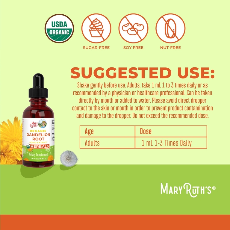 MaryRuth's, органический жидкий экстракт корня одуванчика, 30 мл (1 жидк. унция)