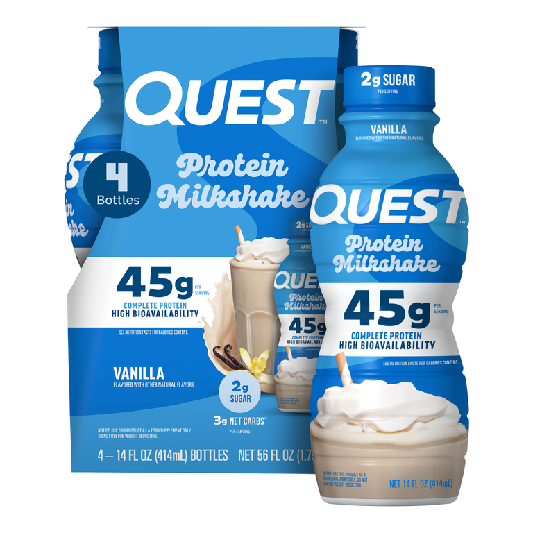 Quest Nutrition, Протеиновый молочный коктейль, ваниль, 4 флакона по 414 мл (14 жидк. Унций)