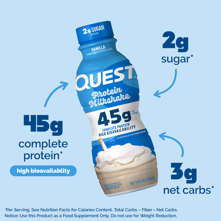 Quest Nutrition, Протеиновый молочный коктейль, ваниль, 4 флакона по 414 мл (14 жидк. Унций)