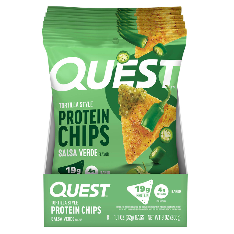 Quest Nutrition, Протеиновые чипсы по типу тортильи, сальса-верде, 8 пакетиков по 32 г (1,1 унции)