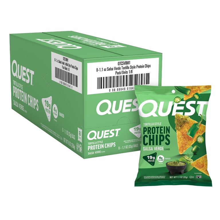 Quest Nutrition, Протеиновые чипсы по типу тортильи, сальса-верде, 8 пакетиков по 32 г (1,1 унции)