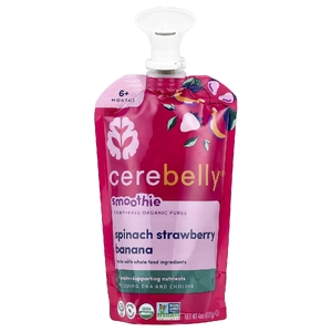 Cerebelly, Smoothie, органическое пюре без молочных продуктов, от 6 месяцев, шпинат, клубника, банан, 113 г (4 унции) (Товар снят с продажи) 