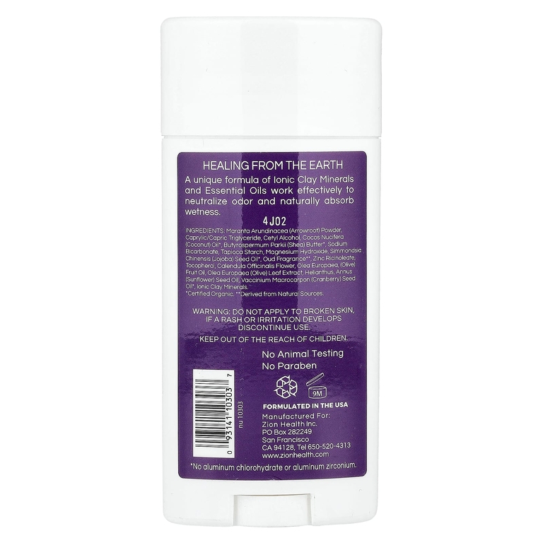 Zion Health, Bold, дезодорант ClayDry, уд, 80 г (2,8 унции)