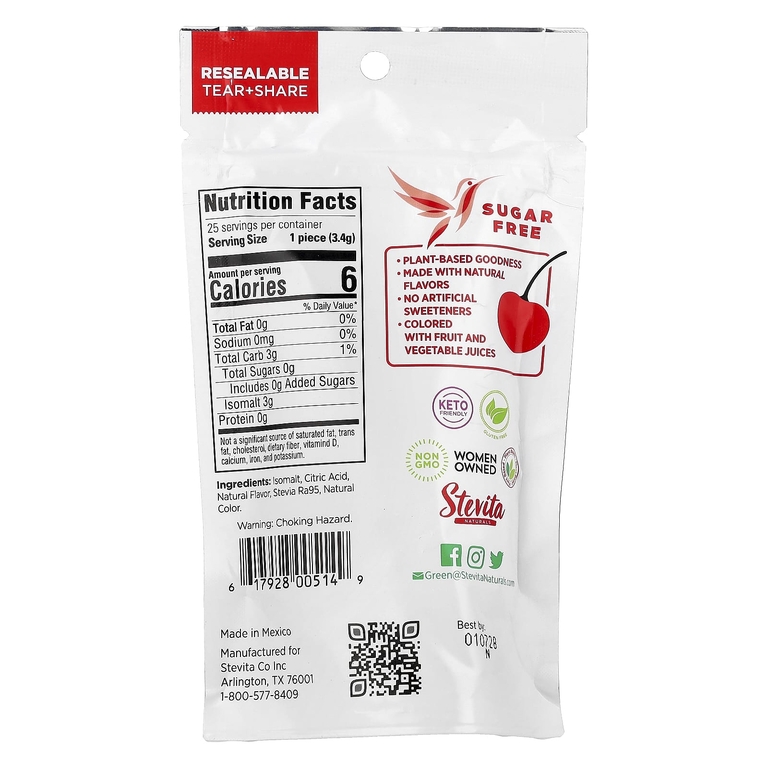 Stevita, Naturals, леденцы без сахара, вишня, 85 г (3 унции)
