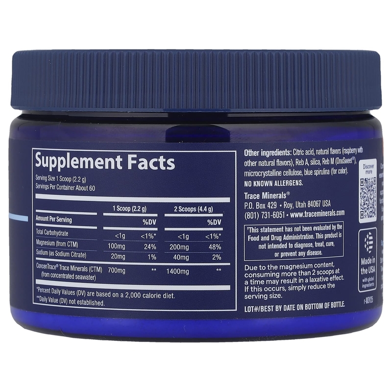 Trace, ConcenTrace® Daily Mineral Powder, голубая малина, 132 г (4,65 унции)