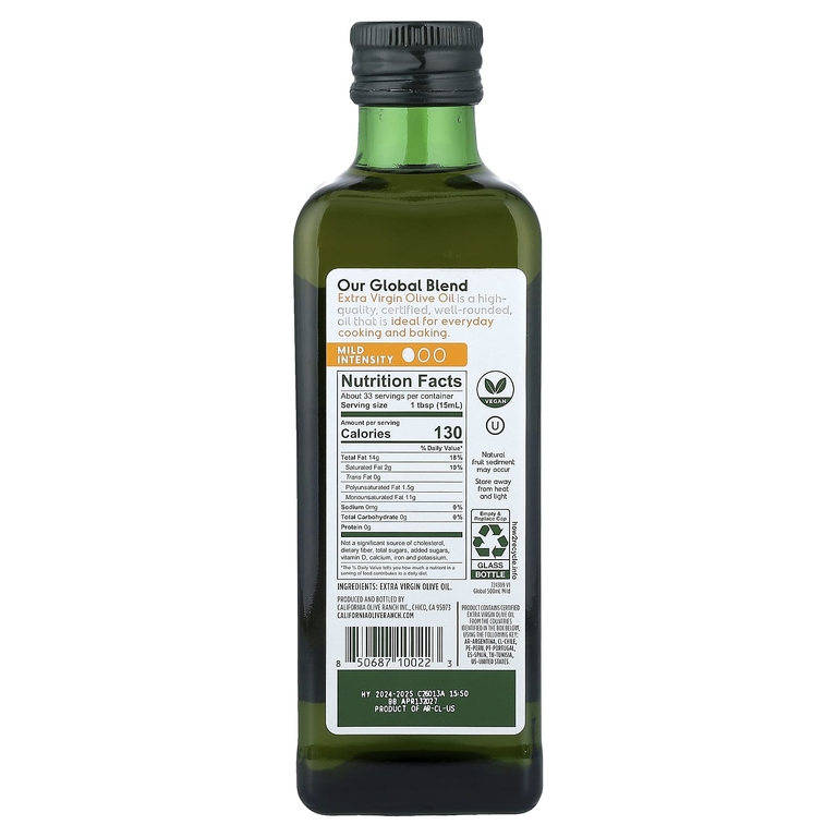 California Olive Ranch, нерафинированное оливковое масло высшего качества, смесь Global Blend, нежирный вкус, 500 мл (16,9 жидк. унции)