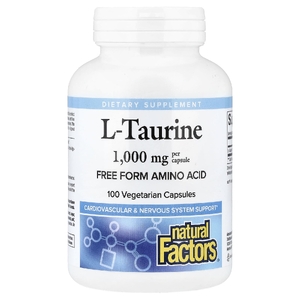 Natural Factors, L-таурин, 1000 мг, 100 вегетарианских капсул
