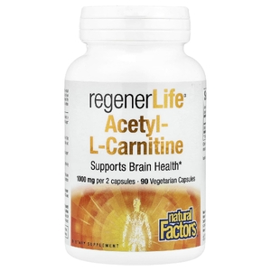 Natural Factors, RegenerLife®, ацетил-L-карнитин, 90 вегетарианских капсул (500 мг на капсулу) (Товар снят с продажи) 