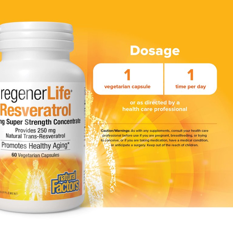 Natural Factors, RegenerLife® ресвератрол, 500 мг, 60 вегетарианских капсул