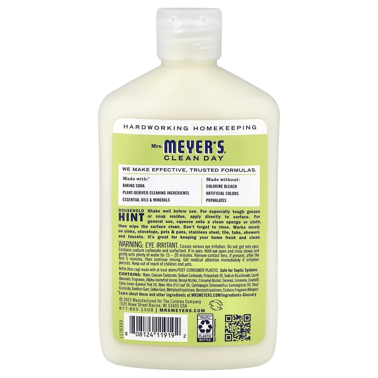 Mrs. Meyers Clean Day, Крем для очищения с пищевой содой, лимонная вербена, 473 мл (16 жидк. Унций)