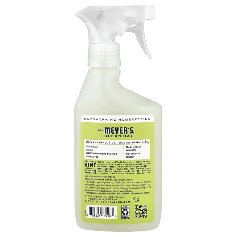 Mrs. Meyers Clean Day, Очищающий гель с уксусом, лимонная вербена, 473 мл (16 жидк. Унций)