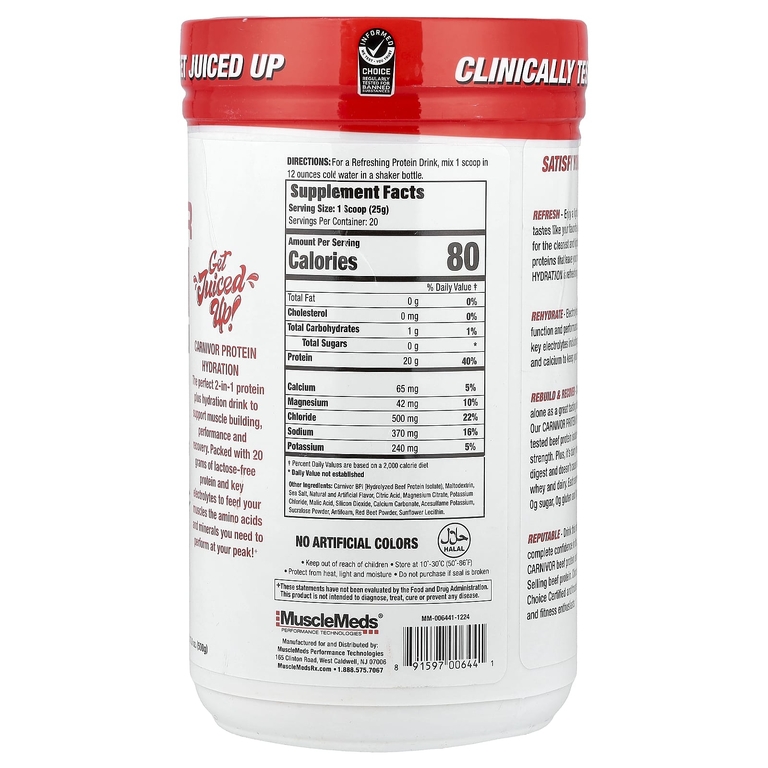 MuscleMeds, Carnivor Protein Hydration, протеин, тропический пунш, 500 г (17,6 унции)