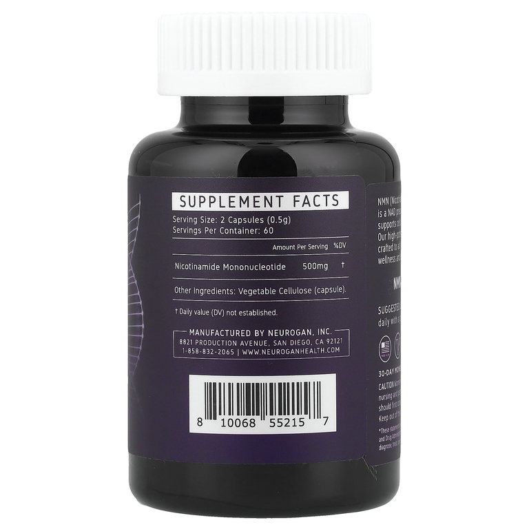 Neurogan Health, NMN, 120 капсул (250 мг в 1 капсуле)