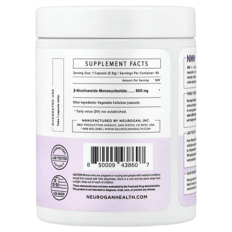 Neurogan Health, NMN, 900 мг, 90 капсул, 81 г (2,85 унции)
