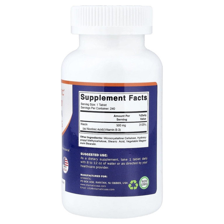 Vitamatic, ниацин, 500 мг, 240 таблеток