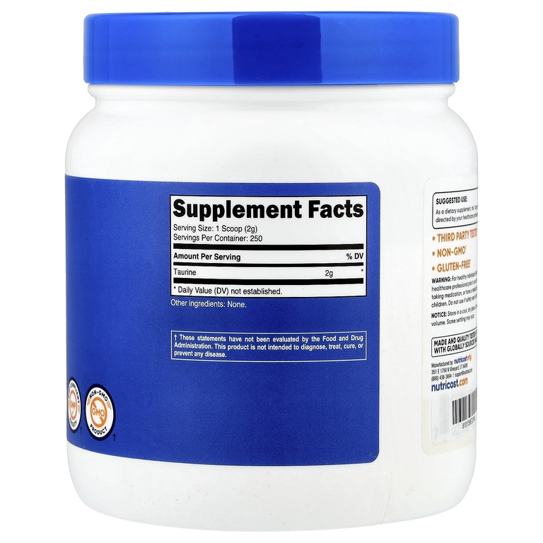Nutricost, таурин, без добавок, 500 г (17,9 унции) (Товар снят с продажи) 