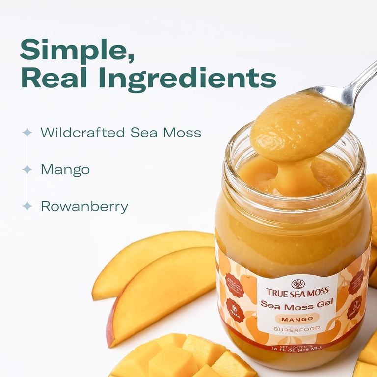 True Sea Moss, гель из морского мха с суперфудами, манго, 473 мл (16 жидк. унций)