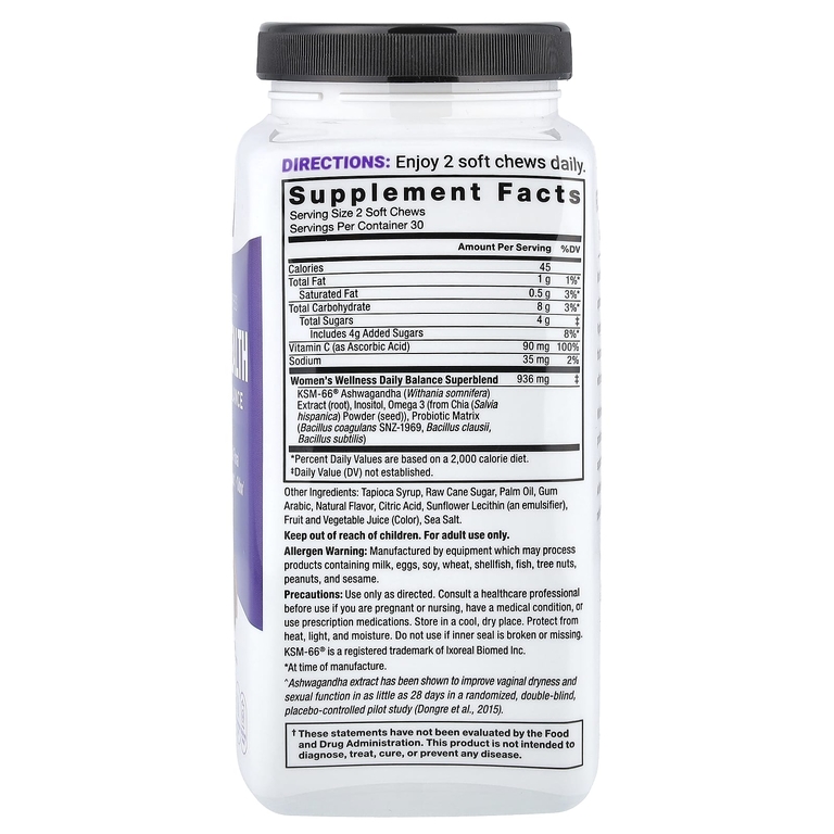 Force Factor, Women's Wellness, здоровье влагалища и гормональный баланс, тропический пунш, 60 жевательных таблеток