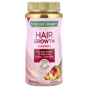 Nature's Bounty, жевательные таблетки для роста волос, со вкусом персика и манго, 60 жевательных таблеток