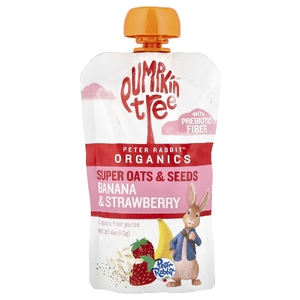 Pumpkin Tree Organics, Peter Rabbit™ Organics, органическое фруктовое пюре, овсяные хлопья и семена, банан и клубника, 113 г (4 унции) (Товар снят с продажи) 