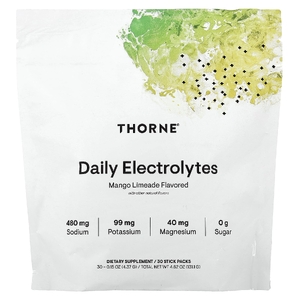 Thorne, ежедневные электролиты, со вкусом манго и лаймада, 30 пакетиков по 4,37 г (0,15 унции)