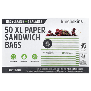Lunchskins, бумажные пакеты для сэндвичей, размер XL, с полоской для закрывания, 50 шт.