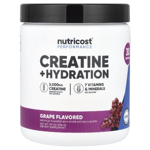 Nutricost, Performance, креатин и увлажнение, со вкусом винограда, 276 г (9,9 унции)