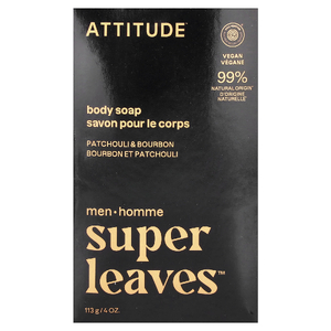 ATTITUDE, Super Leaves™, кусковое мыло для тела, для мужчин, пачули и бурбон, 113 г (4 унции) (Товар снят с продажи) 