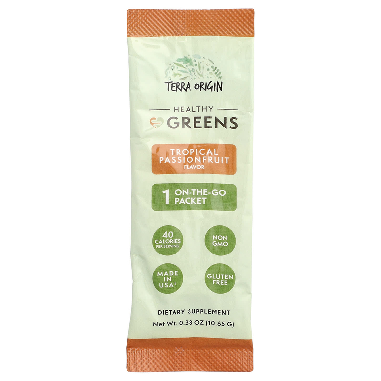 Terra Origin, Healthy Greens, тропическая маракуйя, 15 пакетиков On the Go, 10,65 г (0,38 унции) каждый
