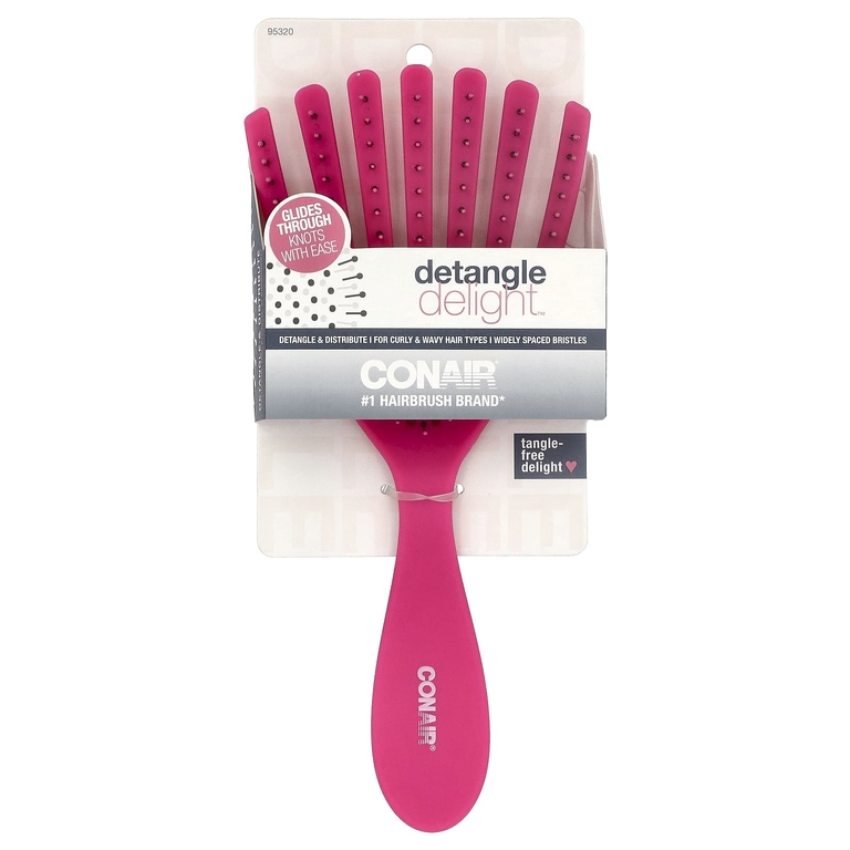 Conair, Detangle Delight™, расческа для вьющихся и волнистых волос, розовый, 1 шт.