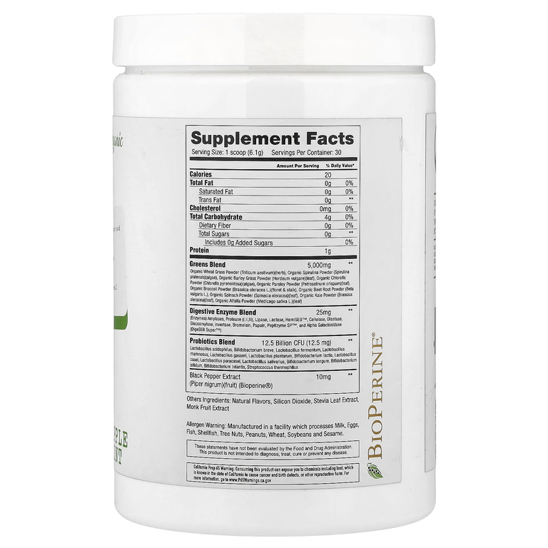 Project 1 Nutrition, Greens, Superfoods, зеленый в порошке, со вкусом яблока и мяты, 183 г (6,46 унции)