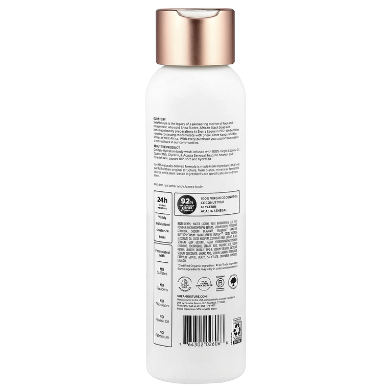 SheaMoisture, гель для душа для ежедневного увлажнения, 100% кокосовое масло первого отжима, 532 мл (18 жидк. унций)