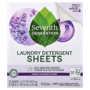 Seventh Generation, салфетки для стирки, свежая лаванда, 32 шт., 122,4 г (4,317 унции)