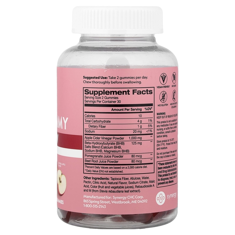 Flat Tummy, Keto ACV, жевательные таблетки, со вкусом натурального яблока, 60 жевательных таблеток