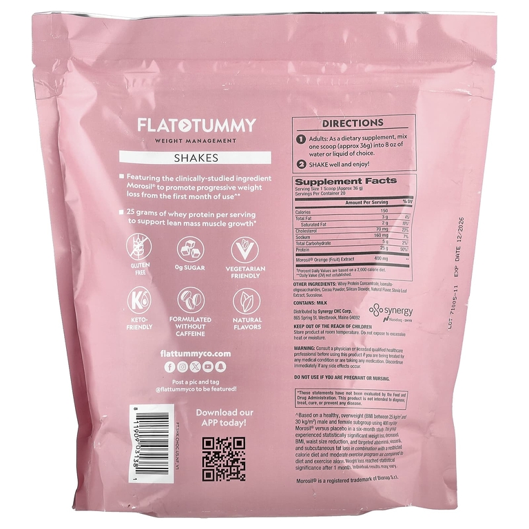 Flat Tummy, коктейли, натуральный шоколад, 720 г (1,6 фунта)
