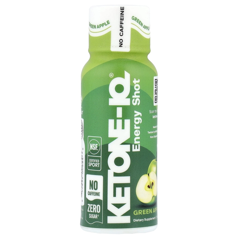 Ketone-IQ, Energy Shot, зеленое яблоко, без кофеина, 6 флаконов по 59 мл (2 жидк. унции)