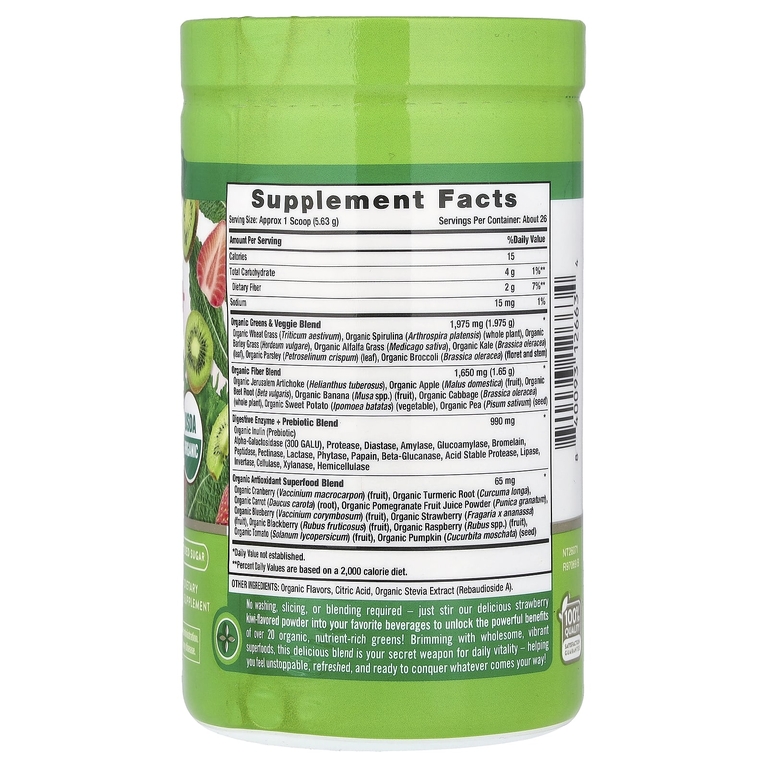 Nature's Truth, Organic Greens+, органическая зелень, с клубникой и киви, 147 г (5,18 унции)