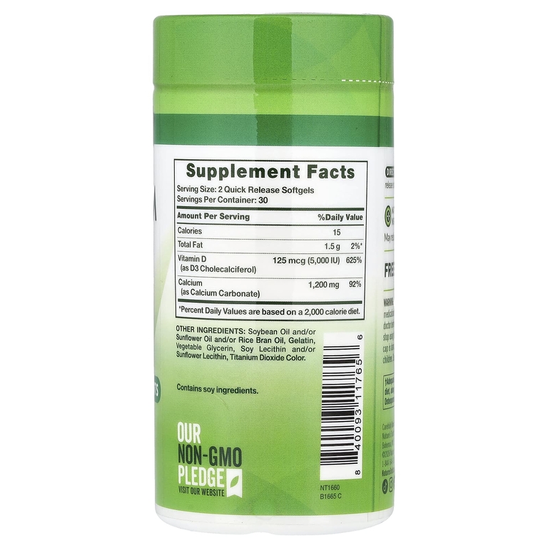 Nature's Truth, Усвояемый Calcium Plus D3, 60 мягких капсул с быстрым высвобождением