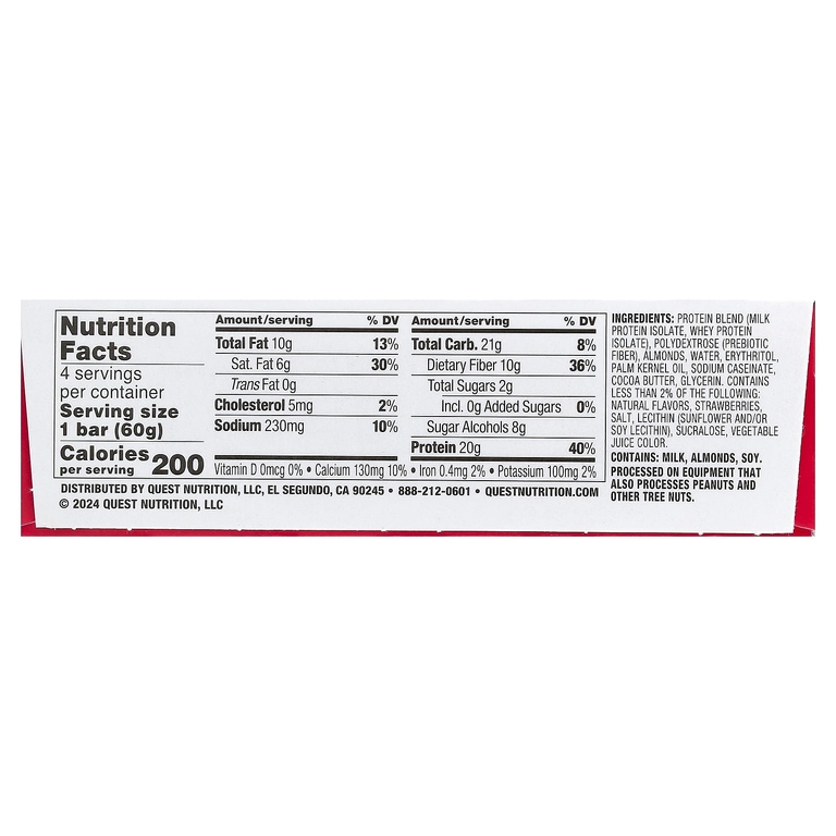 Quest Nutrition, протеиновый батончик, клубничное песочное печенье, 4 шт. по 60 г (2,12 унции)