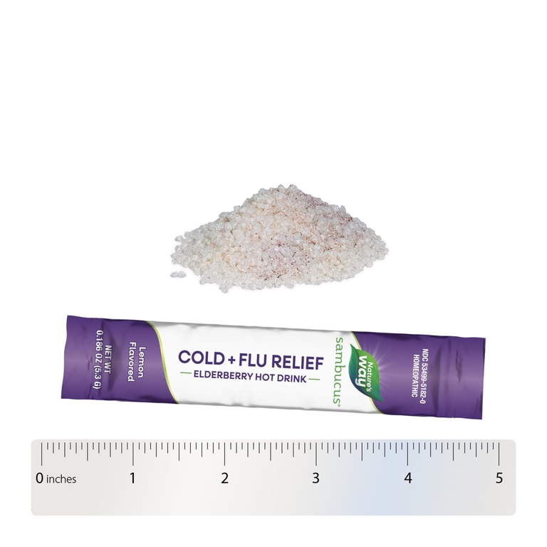 Nature's Way, Sambucus®, средство от простуды и гриппа, горячий напиток из бузины, для детей от 6 лет, лимон, 10 пакетиков по 5,3 г (0,186 унции)