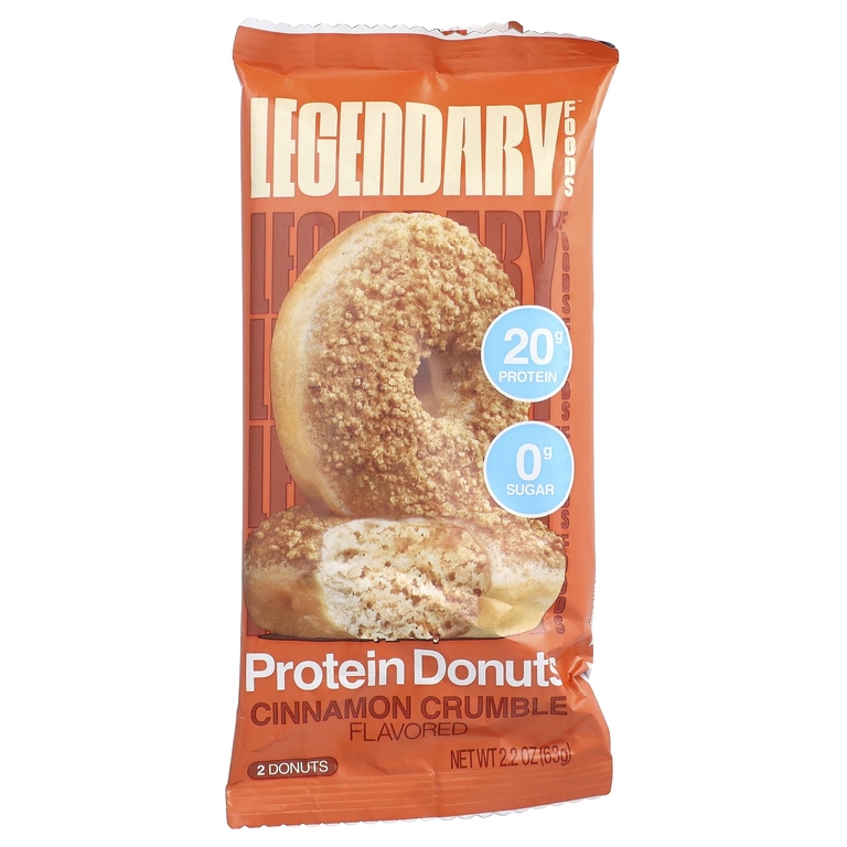 Legendary Foods, протеиновые пончики, корица и крамбл, 12 упаковок по 63 г (2,2 унции)