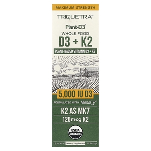 Triquetra Health, Plant-D3®, цельнопищевые витамины D3 и K2, 30 мл (1 жидк. унция)