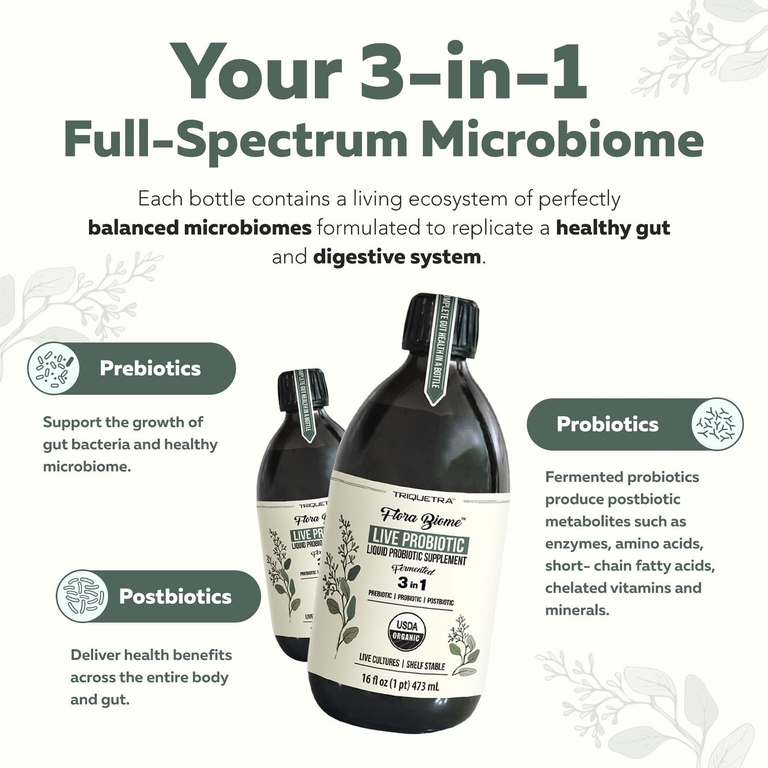 Triquetra Health, Flora Biome™, жидкая добавка с живыми пробиотиками, 473 мл (16 жидк. унций)