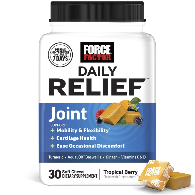 Force Factor, Daily Relief™, добавка для суставов, тропические ягоды, 30 жевательных таблеток (Товар снят с продажи) 